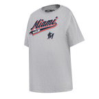 MLB MIAMI MARLINS SCRIPT TAIL HAUT DE COUPE BOYFRIEND POUR FEMME (GRIS CHINÉ)