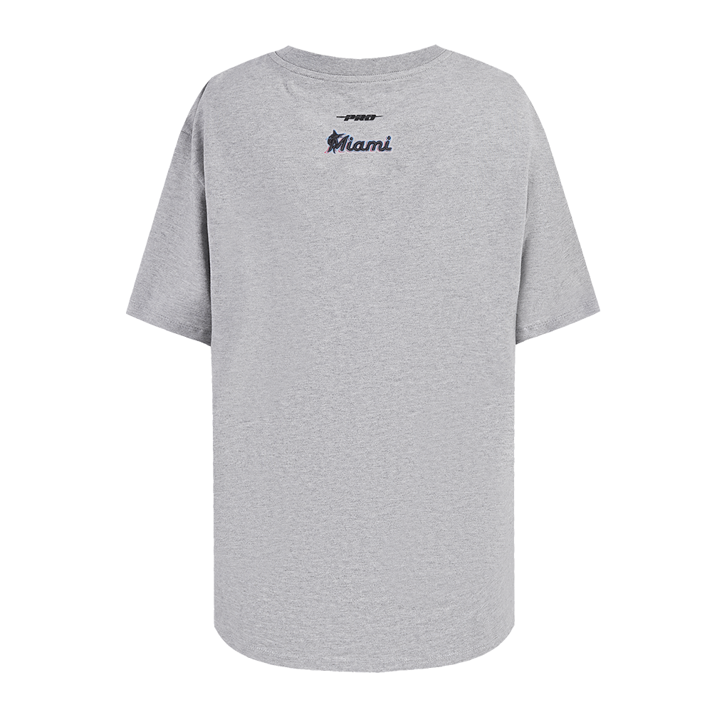MLB MIAMI MARLINS SCRIPT TAIL HAUT DE COUPE BOYFRIEND POUR FEMME (GRIS CHINÉ)