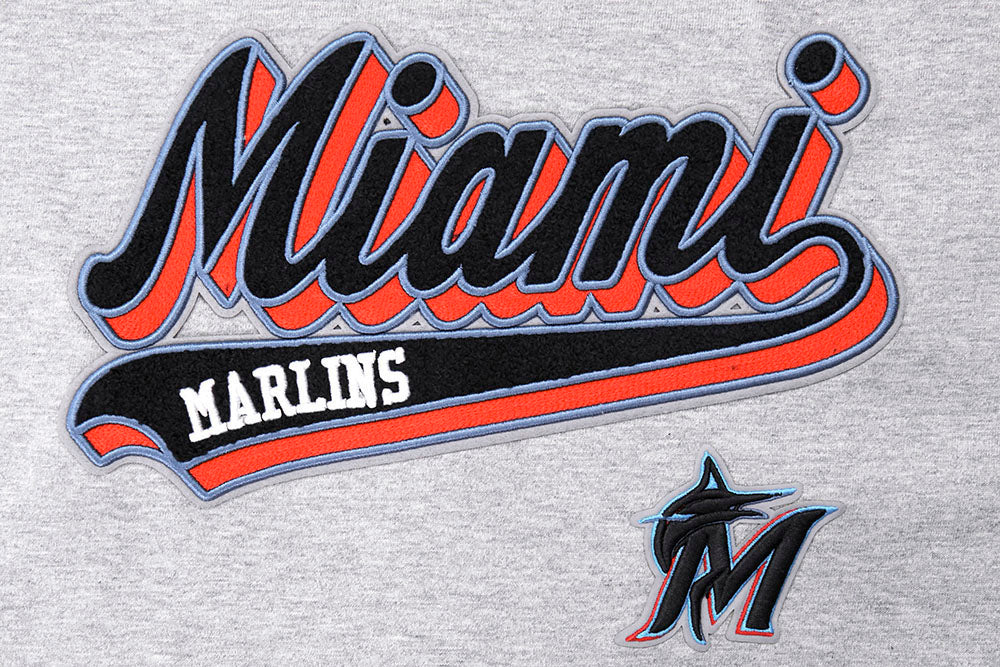 MLB MIAMI MARLINS SCRIPT TAIL HAUT DE COUPE BOYFRIEND POUR FEMME (GRIS CHINÉ)