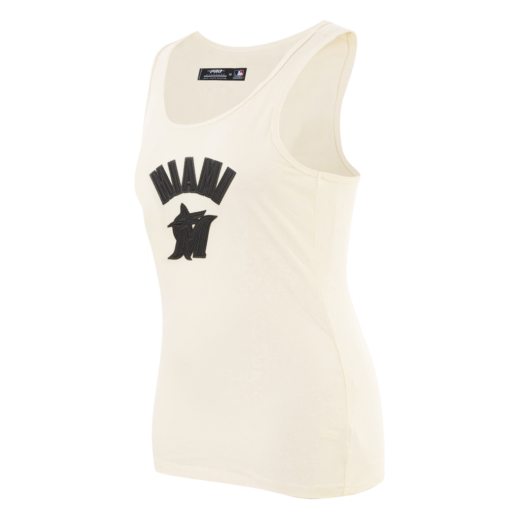 MLB MIAMI MARLINS TRIPLE TONAL CAMISOLE DOS NAGEUR À COUPE DÉCONTRACTÉE POUR FEMME (COQUILLE D'ŒUF)