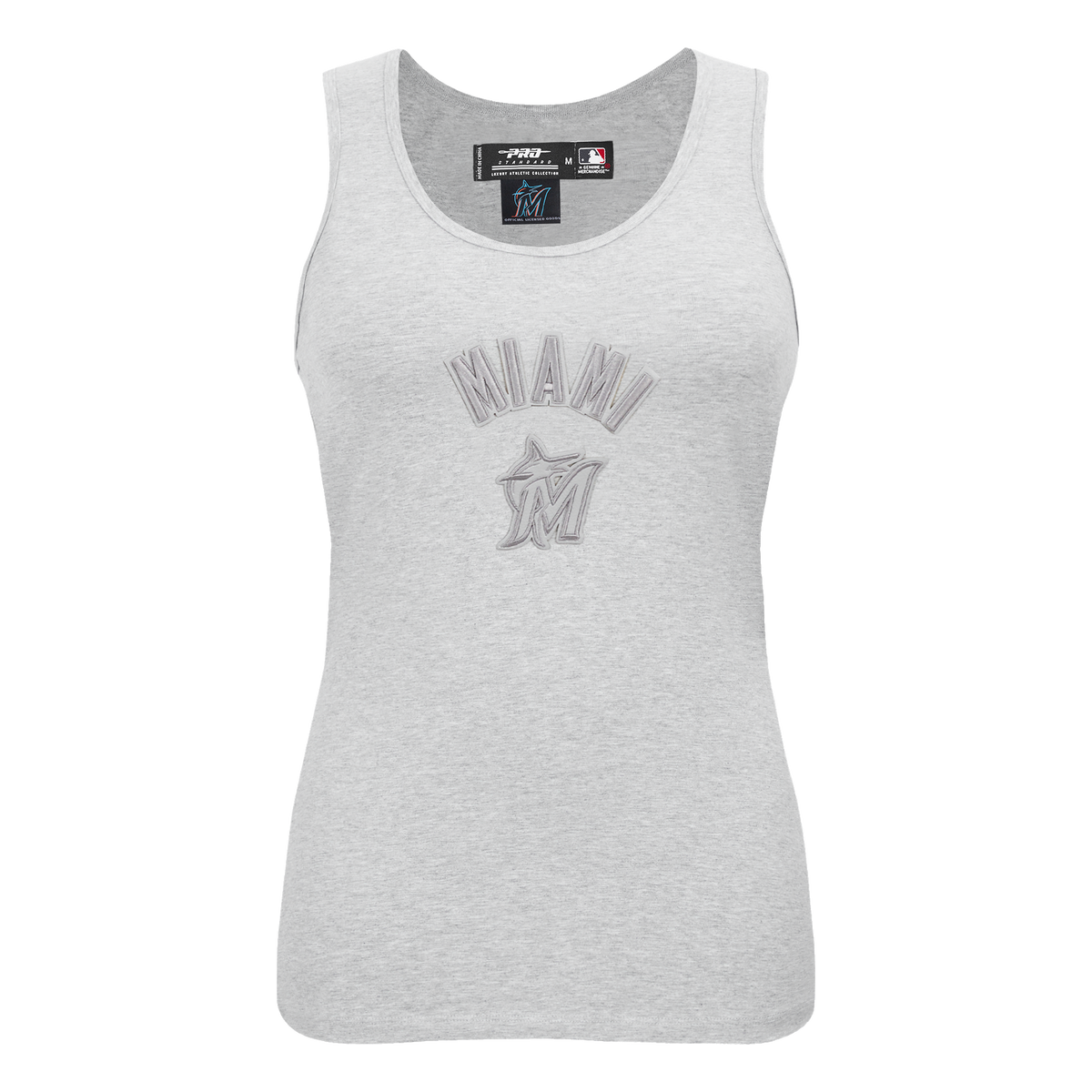 MLB MIAMI MARLINS TRIPLE TONAL RELAXED FIT WOMEN'S RACERBACK (HEATHER GREY)