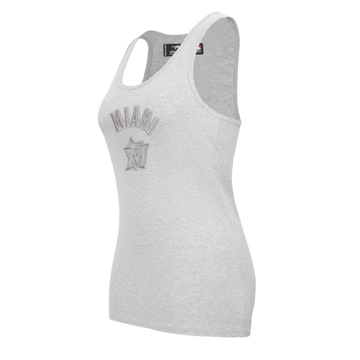 MLB MIAMI MARLINS TRIPLE TONAL RELAXED FIT WOMEN'S RACERBACK (HEATHER GREY)