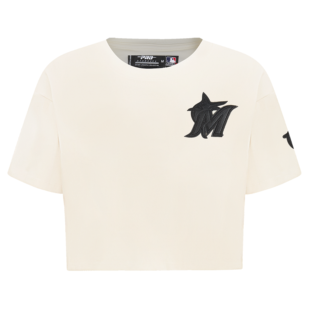 MLB MIAMI MARLINS TRIPLE TONAL SINGLE JERSEY BOXY WOMEN'S TEE (EGGSHELL)