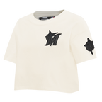 MLB MIAMI MARLINS TRIPLE TONAL SINGLE JERSEY BOXY WOMEN'S TEE (EGGSHELL)