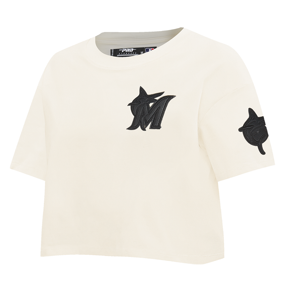 MLB MIAMI MARLINS TRIPLE TONAL SINGLE JERSEY BOXY WOMEN'S TEE (EGGSHELL)