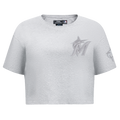 MLB MIAMI MARLINS TRIPLE TONAL T-SHIRT EN JERSEY SIMPLE À COUPE CARRÉE POUR FEMME (GRIS CHINÉ)