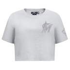 MLB MIAMI MARLINS TRIPLE TONAL T-SHIRT EN JERSEY SIMPLE À COUPE CARRÉE POUR FEMME (GRIS CHINÉ)