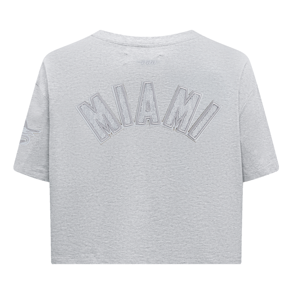MLB MIAMI MARLINS TRIPLE TONAL T-SHIRT EN JERSEY SIMPLE À COUPE CARRÉE POUR FEMME (GRIS CHINÉ)