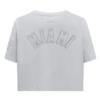 MLB MIAMI MARLINS TRIPLE TONAL T-SHIRT EN JERSEY SIMPLE À COUPE CARRÉE POUR FEMME (GRIS CHINÉ)