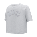 MLB MIAMI MARLINS TRIPLE TONAL T-SHIRT EN JERSEY SIMPLE À COUPE CARRÉE POUR FEMME (GRIS CHINÉ)