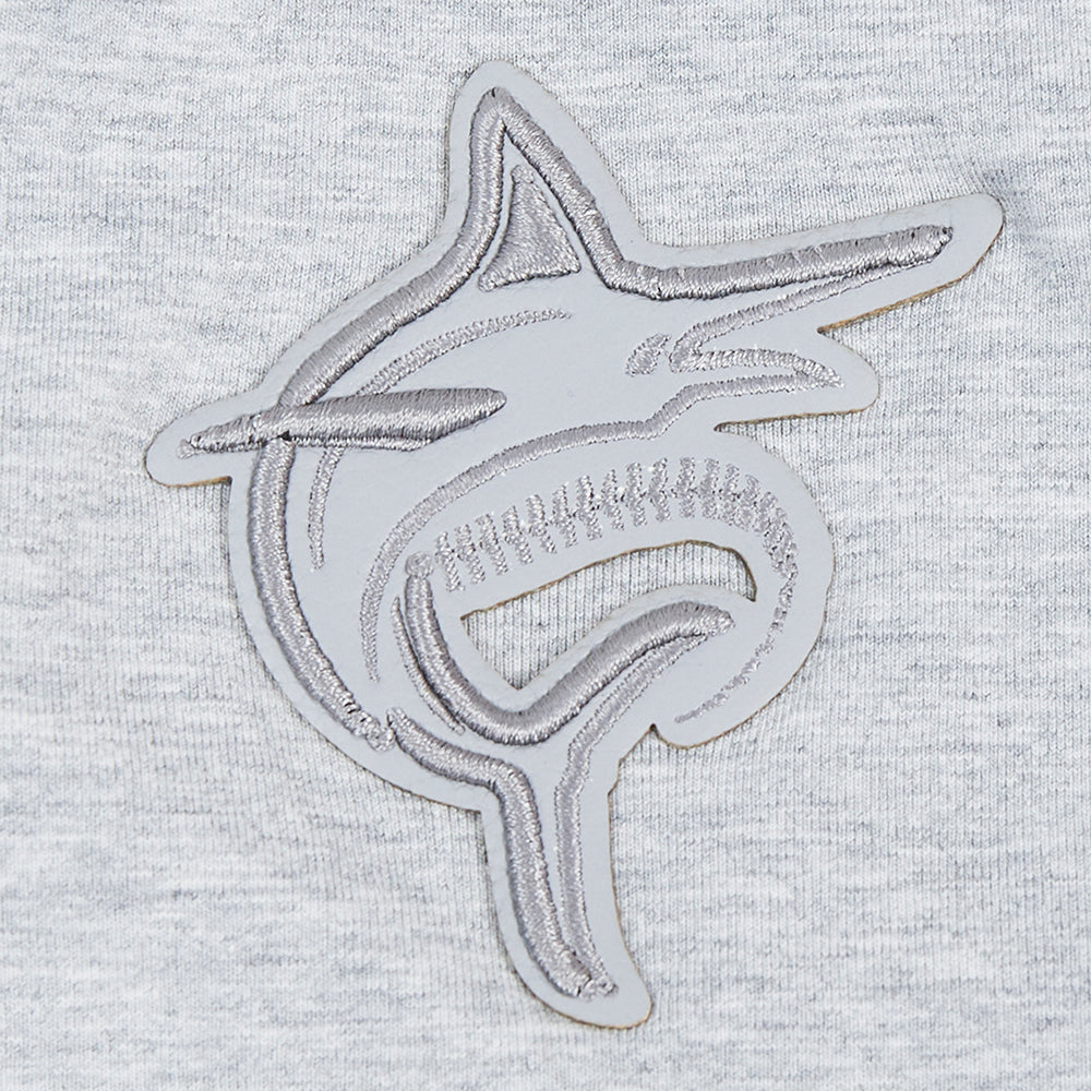 MLB MIAMI MARLINS TRIPLE TONAL T-SHIRT EN JERSEY SIMPLE À COUPE CARRÉE POUR FEMME (GRIS CHINÉ)