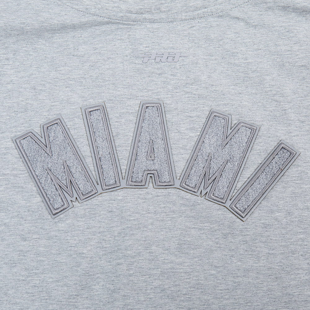 MLB MIAMI MARLINS TRIPLE TONAL T-SHIRT EN JERSEY SIMPLE À COUPE CARRÉE POUR FEMME (GRIS CHINÉ)