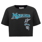 MLB FLORIDA MARLINS RETRO CLASSIC HAUT À COUPE CARRÉE POUR FEMME (NOIR)
