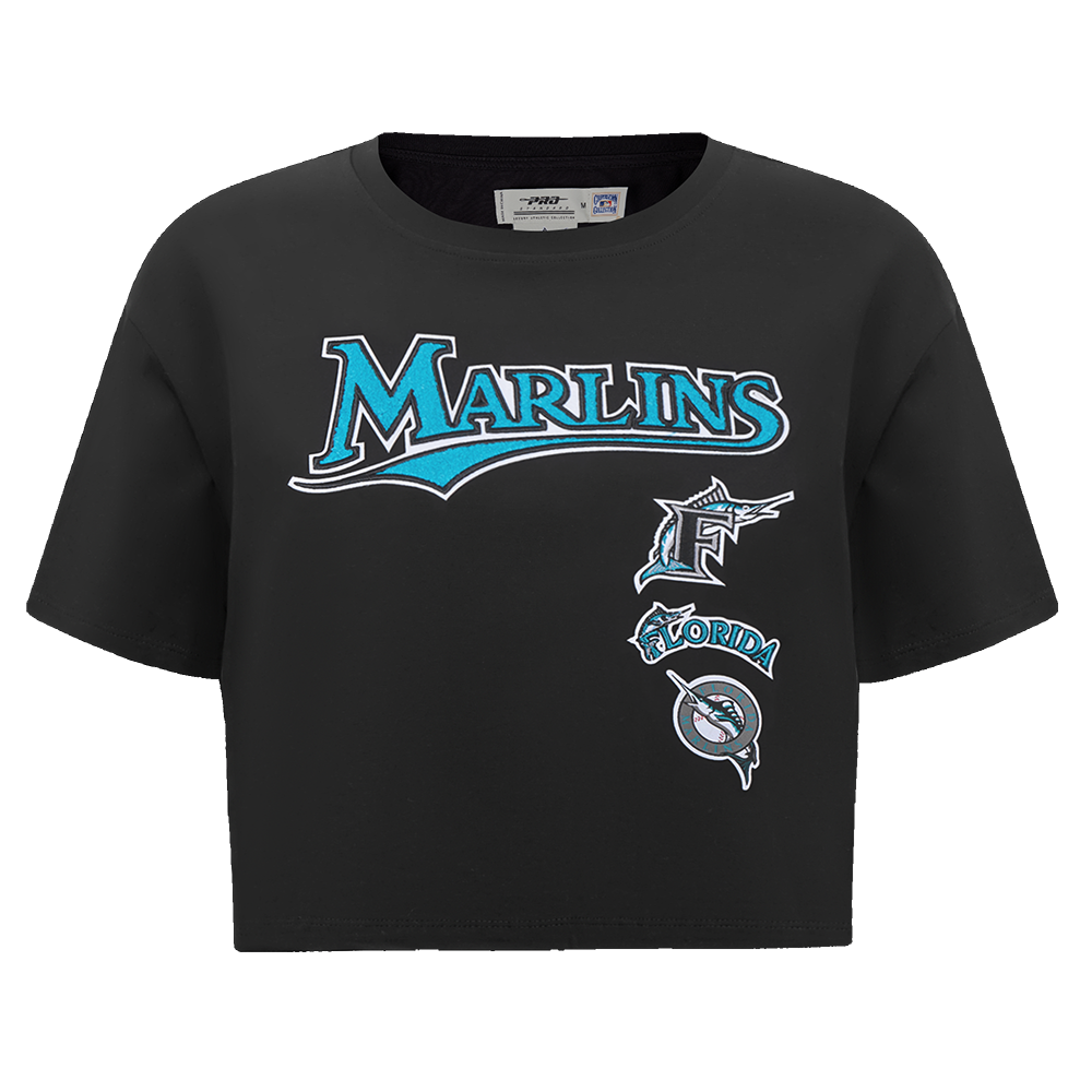 MLB FLORIDA MARLINS RETRO CLASSIC HAUT À COUPE CARRÉE POUR FEMME (NOIR)