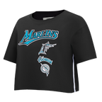 MLB FLORIDA MARLINS RETRO CLASSIC HAUT À COUPE CARRÉE POUR FEMME (NOIR)