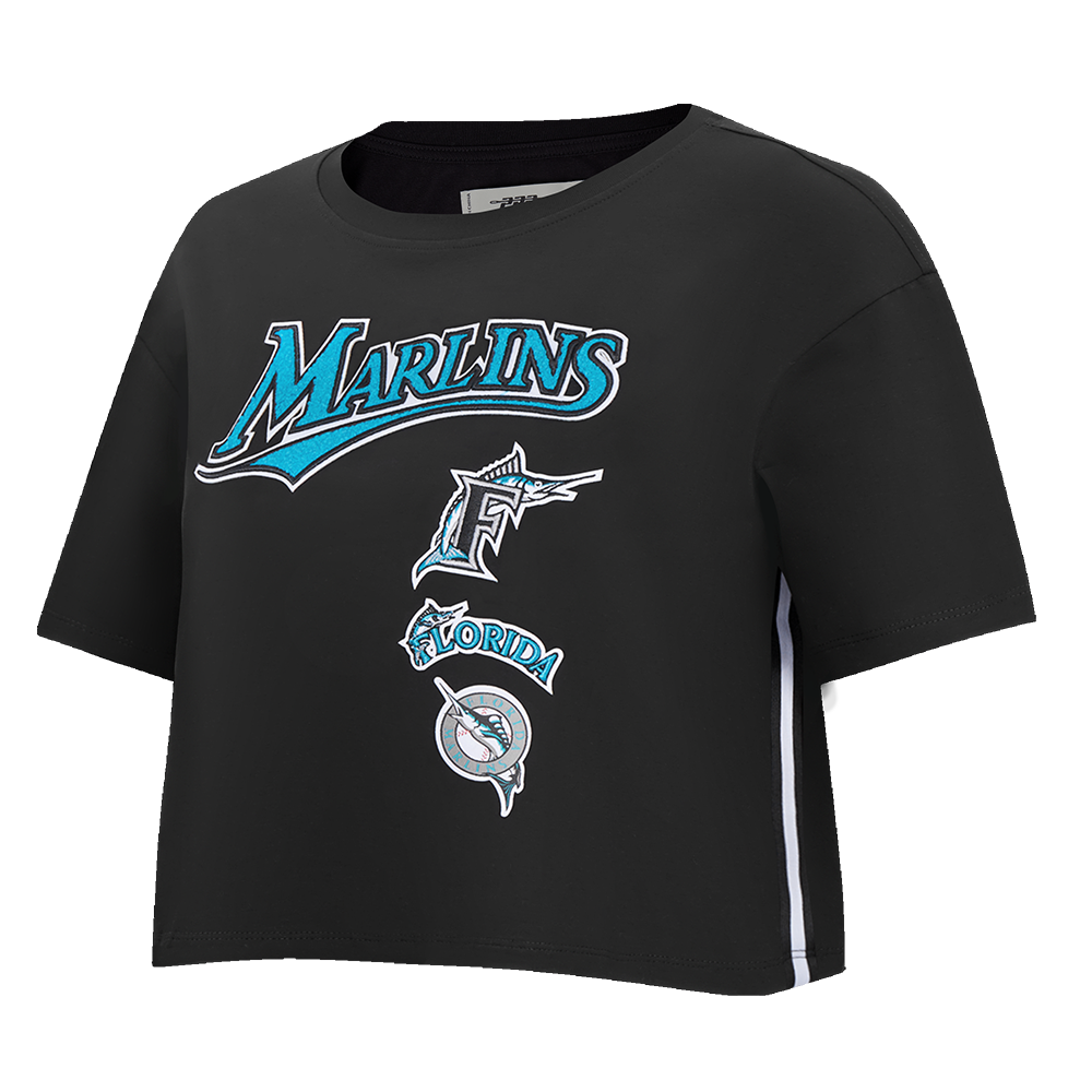 MLB FLORIDA MARLINS RETRO CLASSIC HAUT À COUPE CARRÉE POUR FEMME (NOIR)