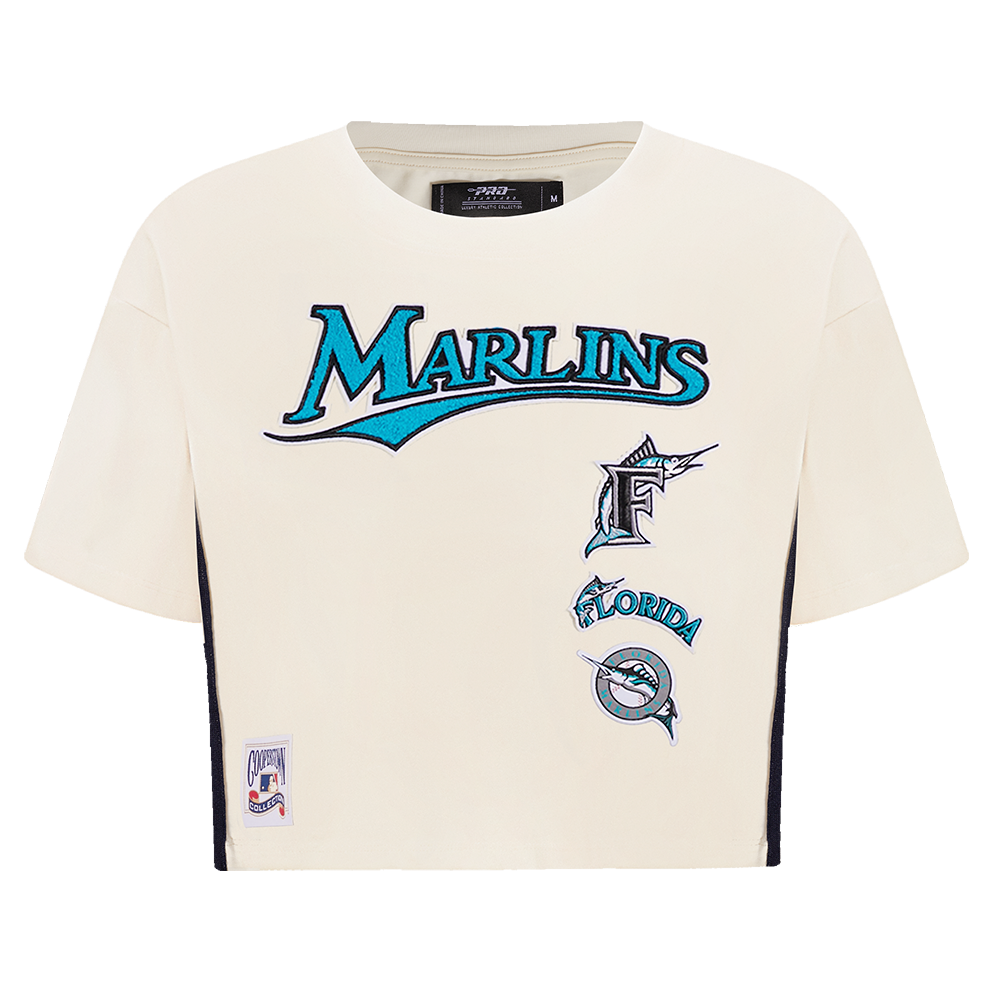 MLB FLORIDA MARLINS RETRO CLASSIC WOMEN'S BOXY TOP (EGGSHELL)