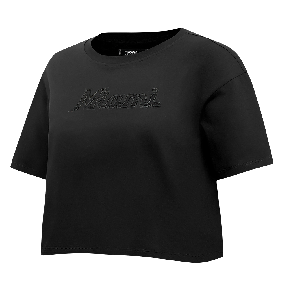 MLB MIAMI MARLINS NEUTRAL HAUT À COUPE CARRÉE POUR FEMME (NOIR)