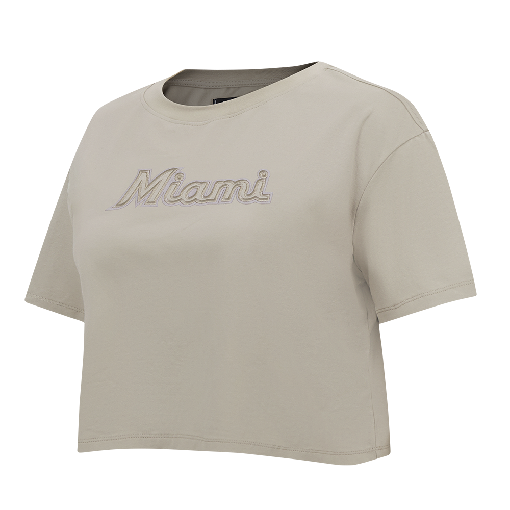 MLB MIAMI MARLINS NEUTRAL HAUT À COUPE CARRÉE POUR FEMME (TAUPE)