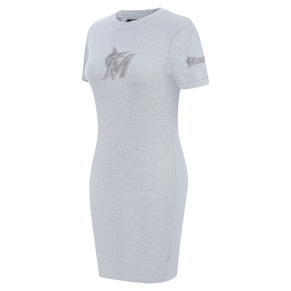 MLB MIAMI MARLINS TRIPLE TONAL BODYCON WOMEN'S DRESS (HEATHER GREY)