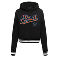 MLB MIAMI MARLINS SCRIPT TAIL CHANDAIL À CAPUCHON COURT EN MOLLETON CÔTELÉ POUR FEMME (NOIR)