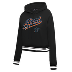 MLB MIAMI MARLINS SCRIPT TAIL CHANDAIL À CAPUCHON COURT EN MOLLETON CÔTELÉ POUR FEMME (NOIR)