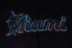 MLB MIAMI MARLINS SCRIPT TAIL CHANDAIL À CAPUCHON COURT EN MOLLETON CÔTELÉ POUR FEMME (NOIR)