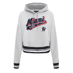MLB MIAMI MARLINS SCRIPT TAIL CHANDAIL À CAPUCHON COURT EN MOLLETON CÔTELÉ POUR FEMME (GRIS CHINÉ/NOIR)