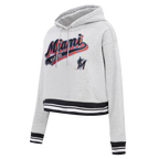 MLB MIAMI MARLINS SCRIPT TAIL CHANDAIL À CAPUCHON COURT EN MOLLETON CÔTELÉ POUR FEMME (GRIS CHINÉ/NOIR)