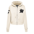 MLB MIAMI MARLINS TRIPLE TONAL WOMEN'S DOUBLE KNIT FULL ZIP HOODIE (EGGSHELL)