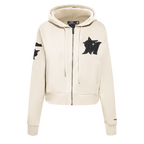 MLB MIAMI MARLINS TRIPLE TONAL WOMEN'S DOUBLE KNIT FULL ZIP HOODIE (EGGSHELL)