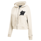 MLB MIAMI MARLINS TRIPLE TONAL WOMEN'S DOUBLE KNIT FULL ZIP HOODIE (EGGSHELL)