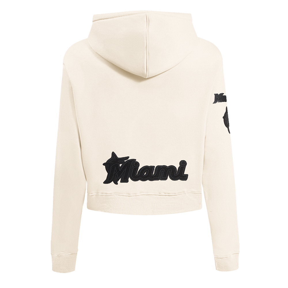 MLB MIAMI MARLINS TRIPLE TONAL WOMEN'S DOUBLE KNIT FULL ZIP HOODIE (EGGSHELL)