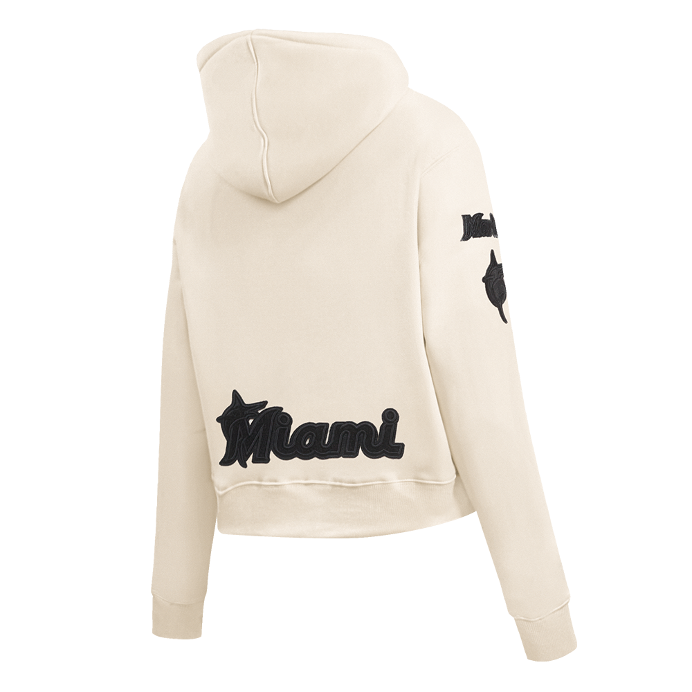 MLB MIAMI MARLINS TRIPLE TONAL WOMEN'S DOUBLE KNIT FULL ZIP HOODIE (EGGSHELL)
