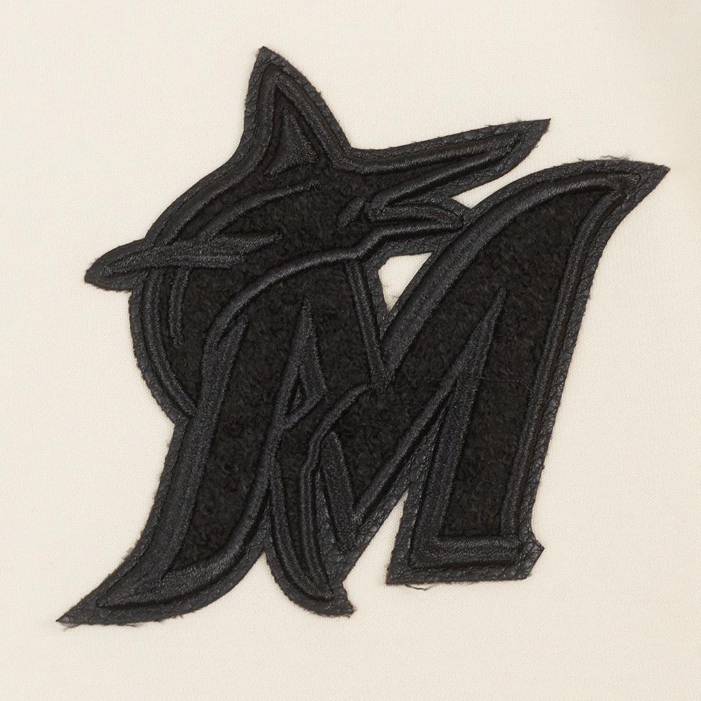 MLB MIAMI MARLINS TRIPLE TONAL WOMEN'S DOUBLE KNIT FULL ZIP HOODIE (EGGSHELL)