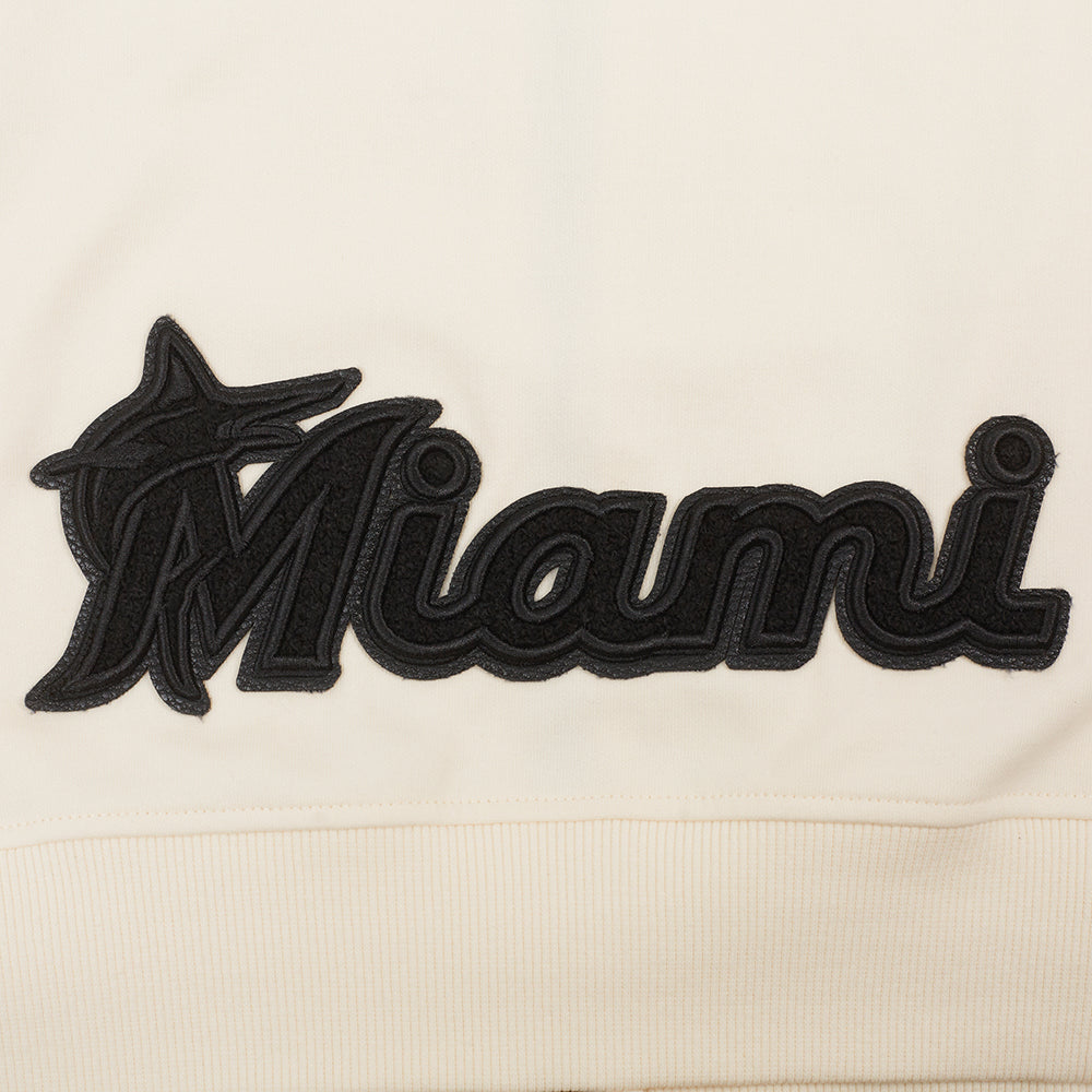MLB MIAMI MARLINS TRIPLE TONAL WOMEN'S DOUBLE KNIT FULL ZIP HOODIE (EGGSHELL)