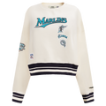 MLB FLORIDA MARLINS RETRO CLASSIC CHANDAIL À COL ROND POUR FEMME (COQUILLE D'ŒUF/NOIR)