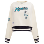 MLB FLORIDA MARLINS RETRO CLASSIC CHANDAIL À COL ROND POUR FEMME (COQUILLE D'ŒUF/NOIR)