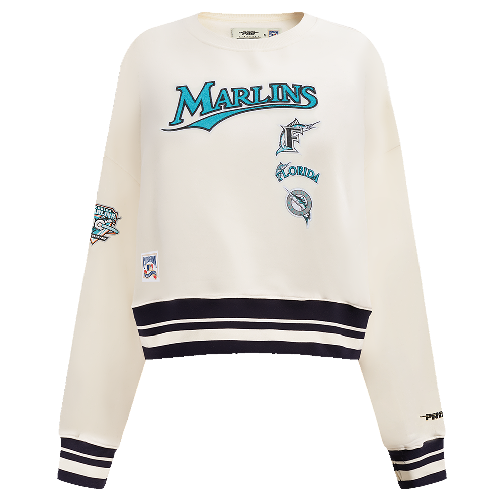MLB FLORIDA MARLINS RETRO CLASSIC WOMEN'S CREWNECK (EGGSHELL/ BLACK)