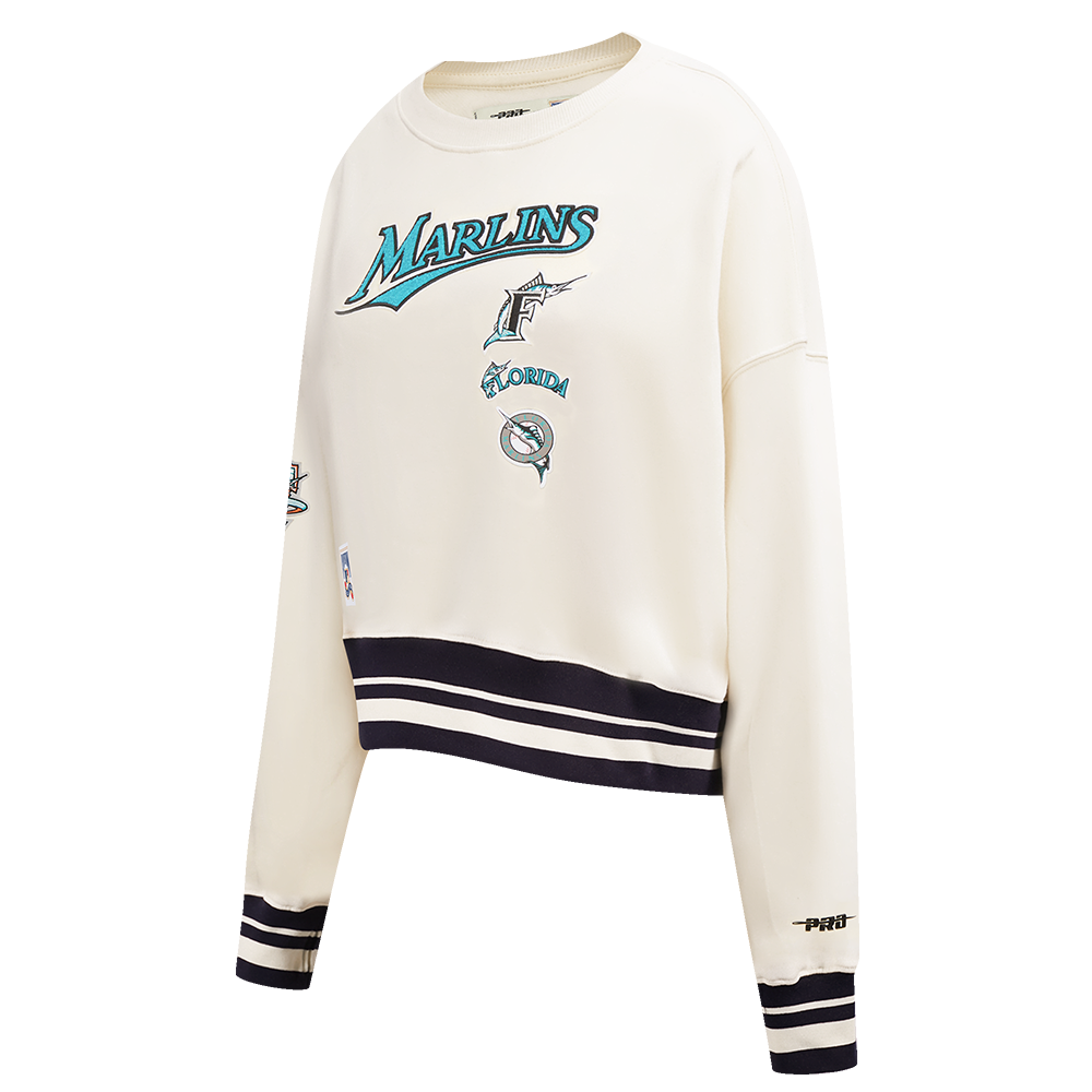 MLB FLORIDA MARLINS RETRO CLASSIC CHANDAIL À COL ROND POUR FEMME (COQUILLE D'ŒUF/NOIR)