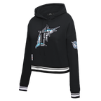 MLB FLORIDA MARLINS RETRO CLASSIC CHANDAIL À CAPUCHON COURT POUR FEMME (NOIR)