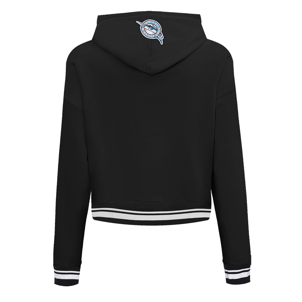 MLB FLORIDA MARLINS RETRO CLASSIC CHANDAIL À CAPUCHON COURT POUR FEMME (NOIR)