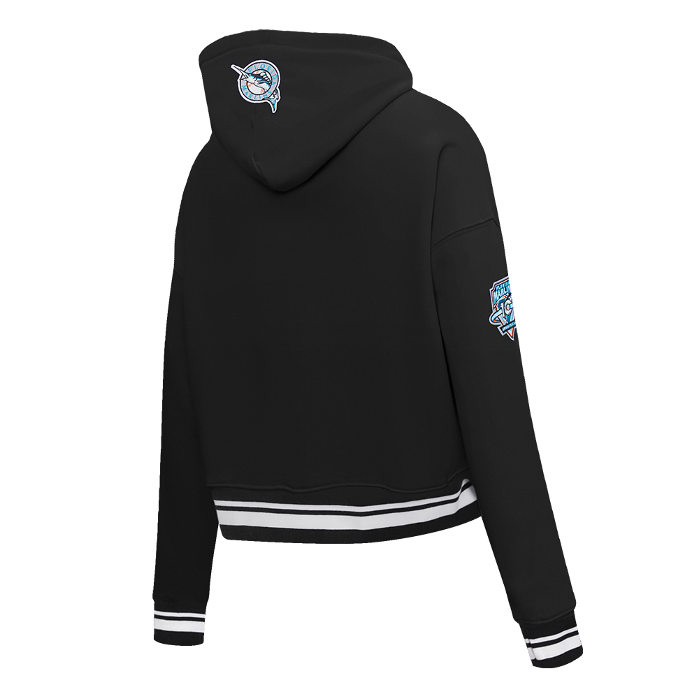 MLB FLORIDA MARLINS RETRO CLASSIC CHANDAIL À CAPUCHON COURT POUR FEMME (NOIR)