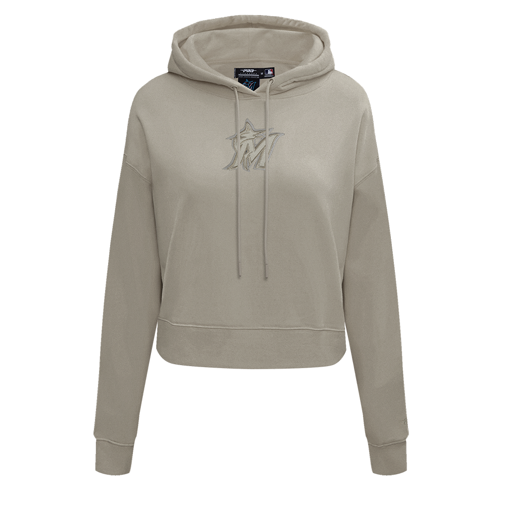 MLB MIAMI MARLINS NEUTRAL CHANDAIL À CAPUCHON COURT POUR FEMME (TAUPE)