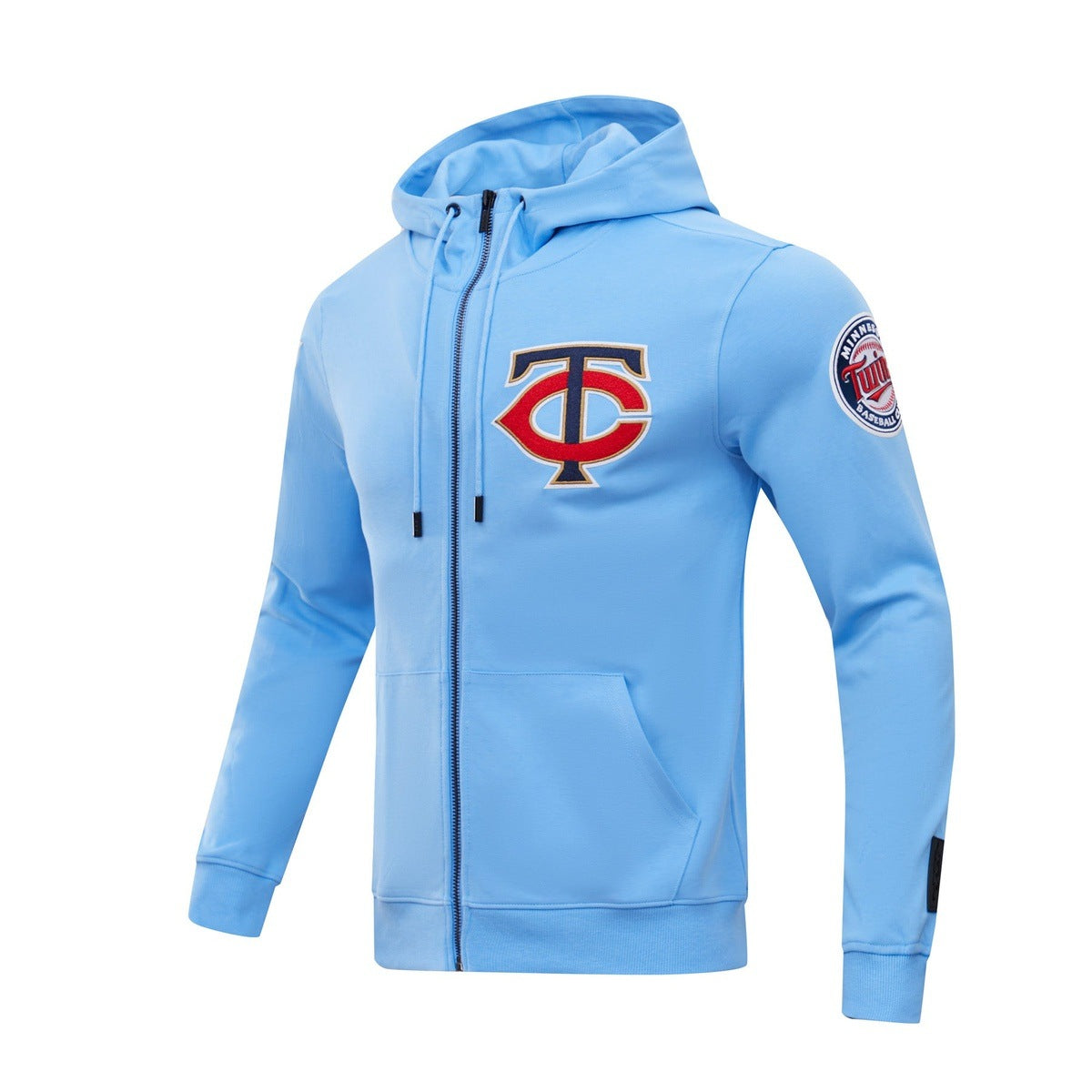 MLB MINNESOTA TWINS CLASSIC CHENILLE MEN'S FULL ZIP PULLOVER HOODIE (UNIVERSITY BLUE)