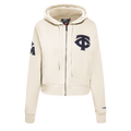 MLB MINNESOTA TWINS TRIPLE TONAL CHANDAIL À CAPUCHON EN MAILLE DOUBLE À GLISSIÈRE POUR FEMME (COQUILLE D'ŒUF)