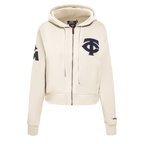 MLB MINNESOTA TWINS TRIPLE TONAL CHANDAIL À CAPUCHON EN MAILLE DOUBLE À GLISSIÈRE POUR FEMME (COQUILLE D'ŒUF)