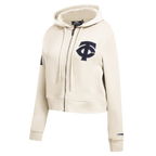 MLB MINNESOTA TWINS TRIPLE TONAL CHANDAIL À CAPUCHON EN MAILLE DOUBLE À GLISSIÈRE POUR FEMME (COQUILLE D'ŒUF)
