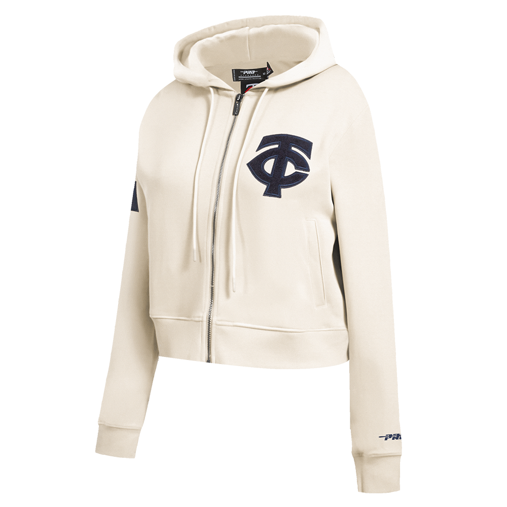 MLB MINNESOTA TWINS TRIPLE TONAL WOMEN'S DOUBLE KNIT FULL ZIP HOODIE (EGGSHELL)