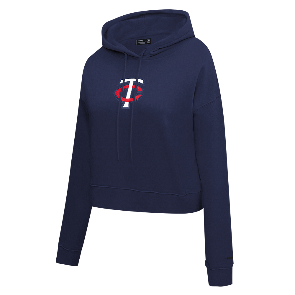 MLB MINNESOTA TWINS CLASSIC WOMEN'S CROPPED PULLOVER HOODIE (MIDNIGHT NAVY)